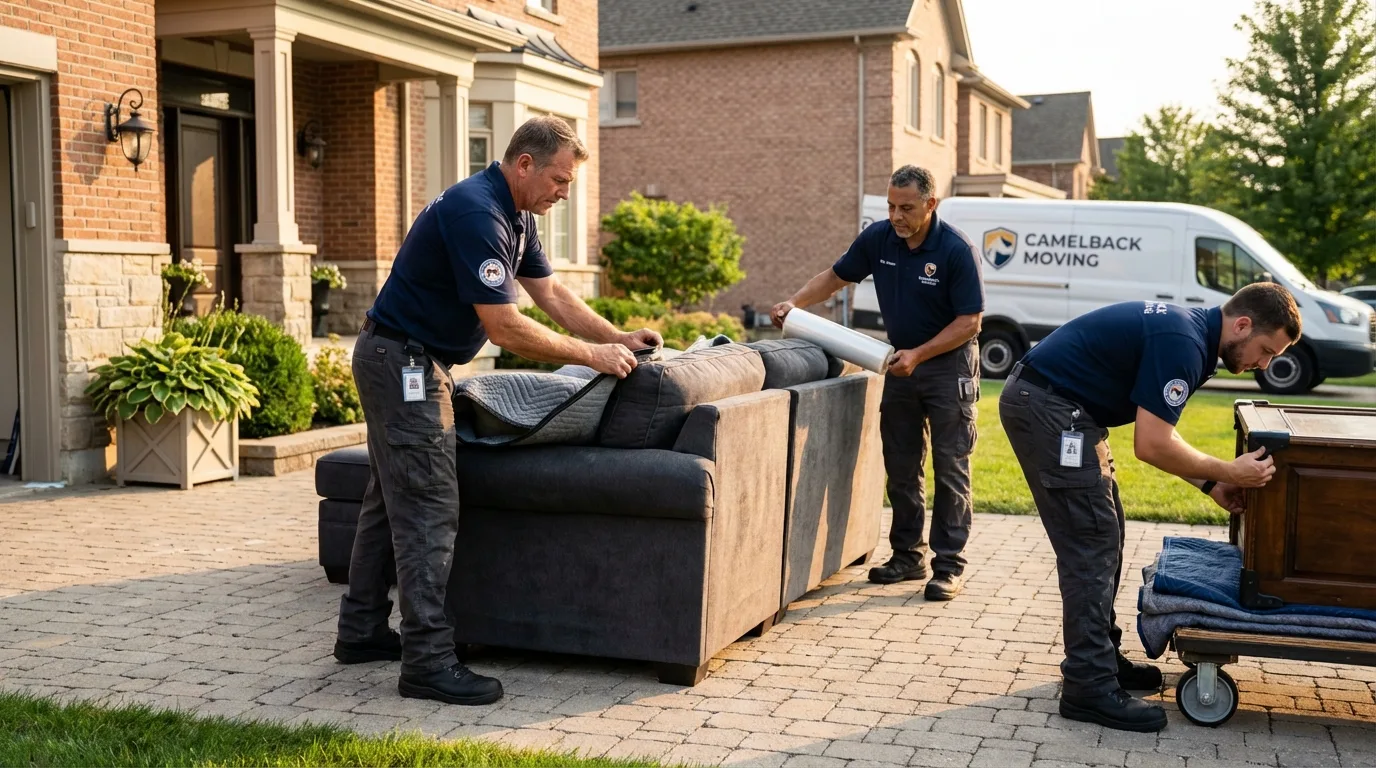 Large estate moving crew wrapping furniture in Wayne City, IL